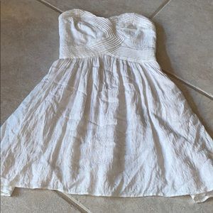 Strapless white mini dress
